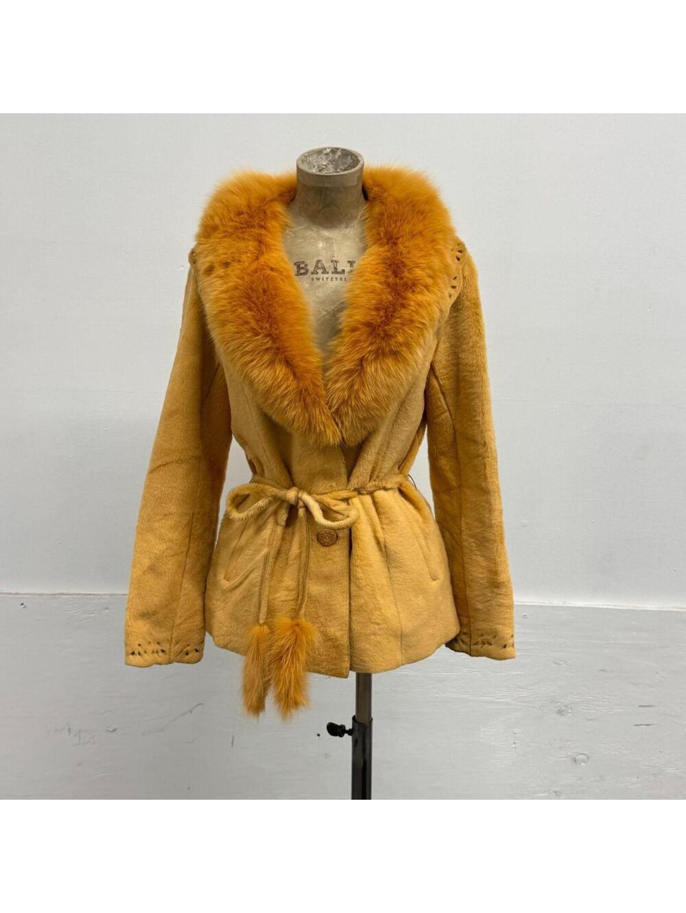 Women’s Mustard Yellow Faux Fur Collar Belted Bomber Jacket